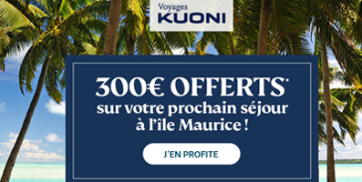 300€ offerts sur votre prochain séjour à l'île Maurice